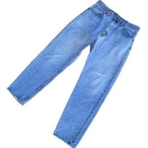 Vintage 90s Levi’s 550 Red Tab Faded Blue Wash Relaxed Tapered Denim Jeans